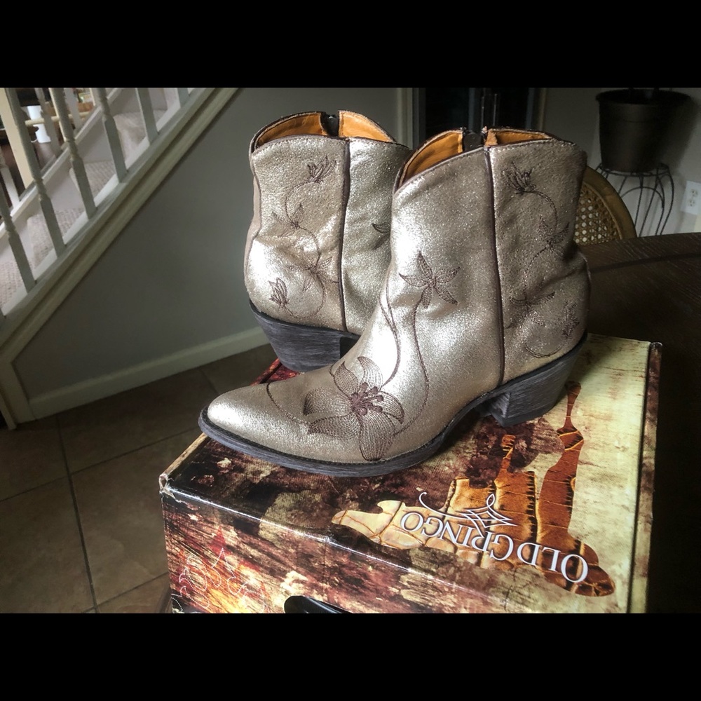 Old Gringo Ankle Boots - Sz 10 - Metallic Floral - GREAT Condition